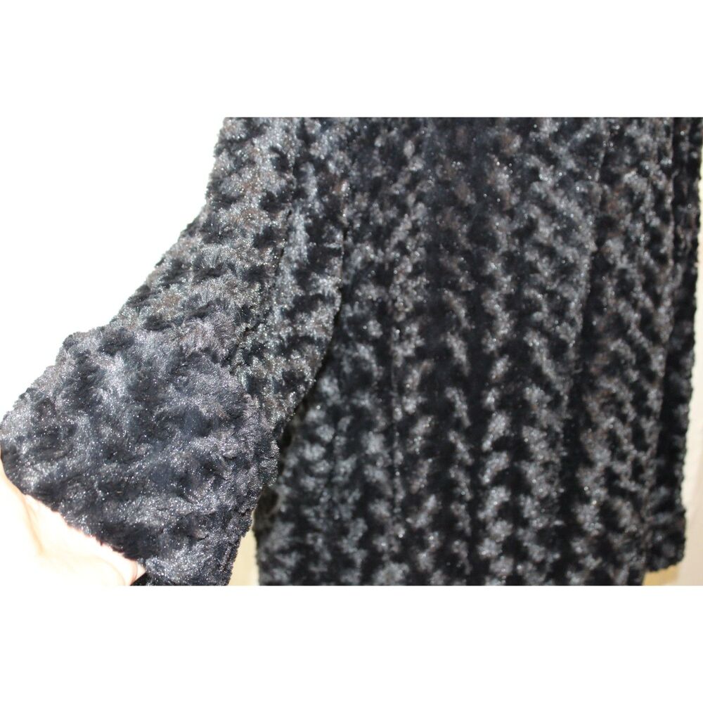 Dennis Basso Black Faux Fur Coat Elegant Luxe Mob Wife 2X - Picture 4 of 13